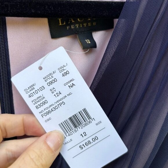 Laura Petites Mesh Detail Fit & Flare Dress Pink/Navy Sz 12P - Picture 14 of 14